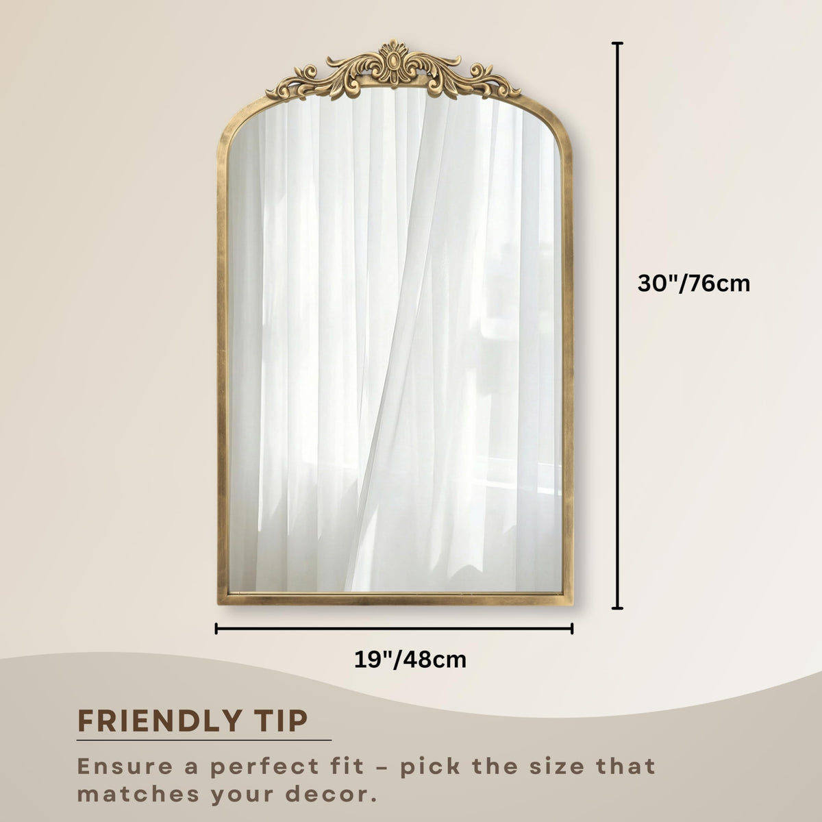 Gold Arched Baroque Wall Mirror