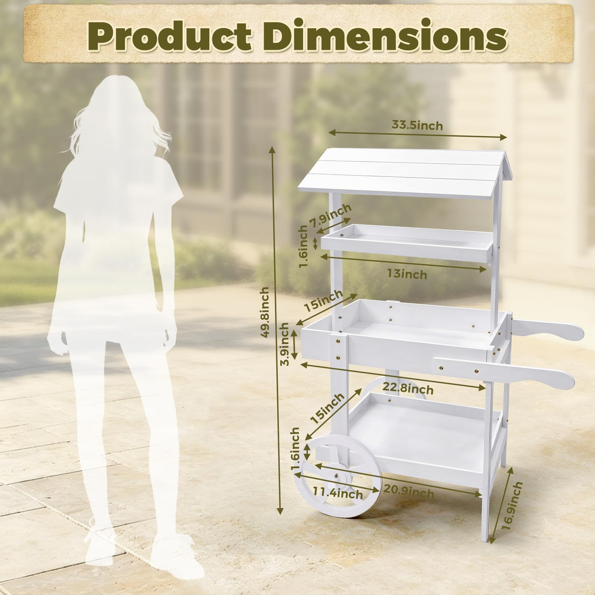 Togarhow Flower Cart Display Stand with Wheels Candy Cart Plant Stand