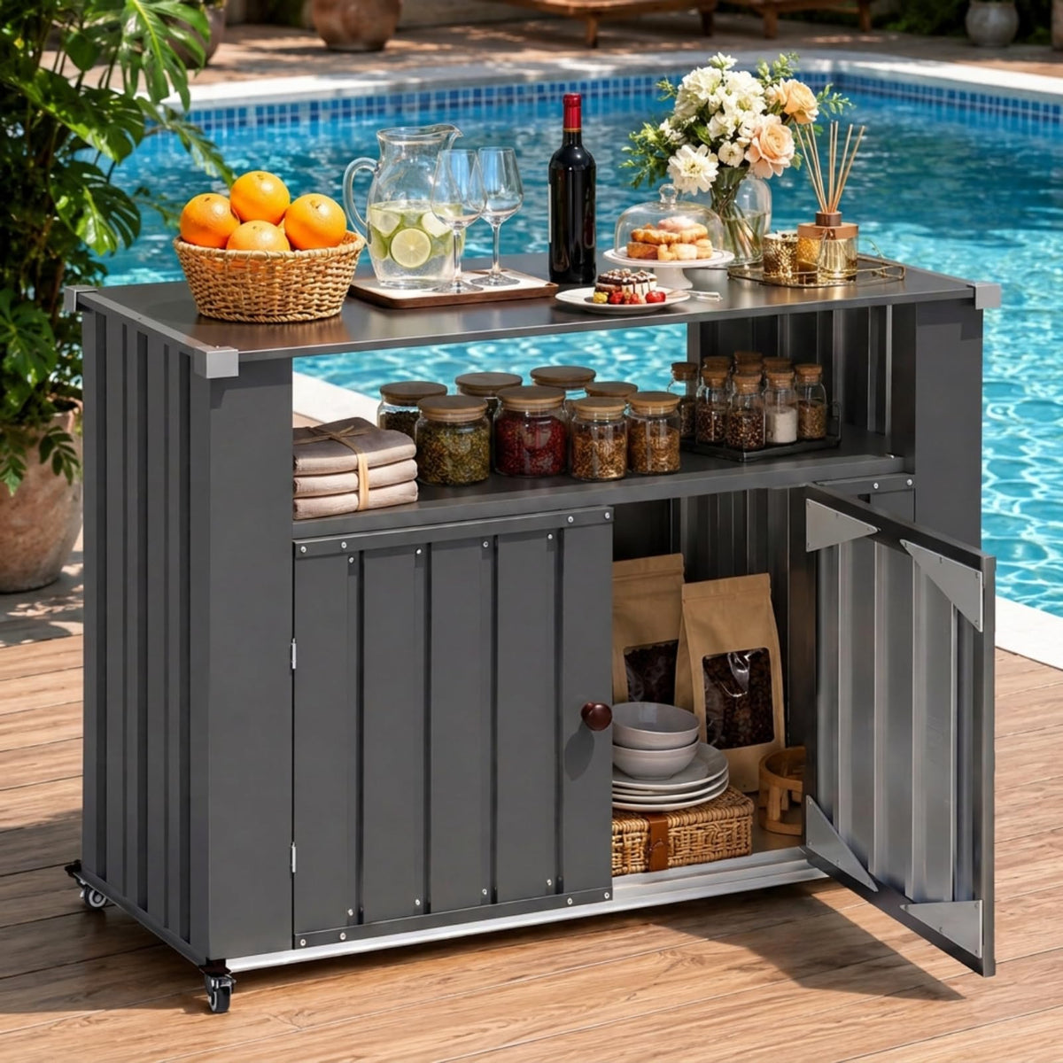 Outdoor Grill Cart with Storage