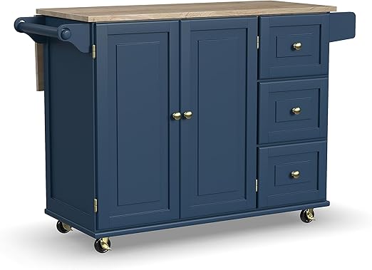 Mobile Kitchen Island Cart with Drop Leaf