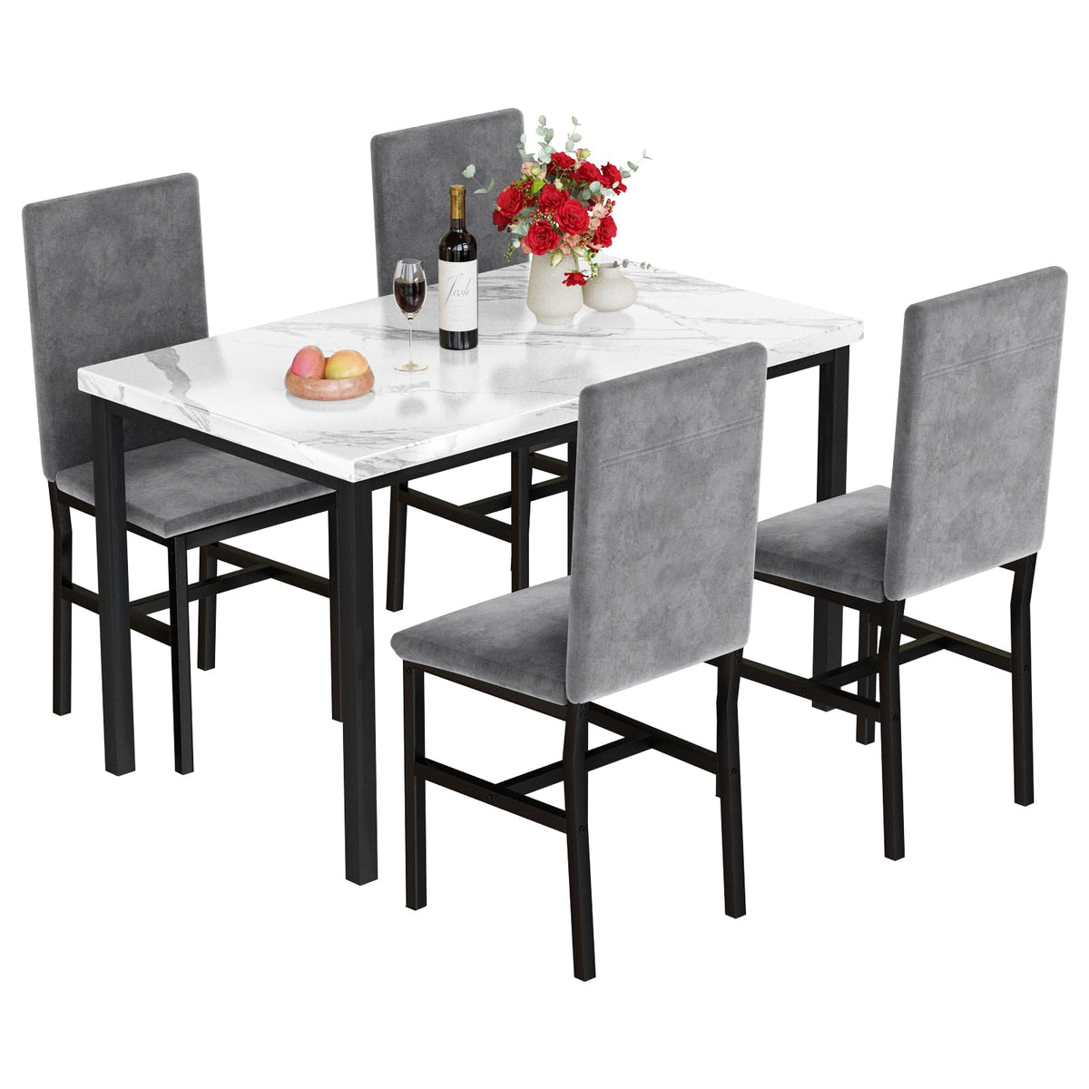 5-Piece Faux Marble Dining Set