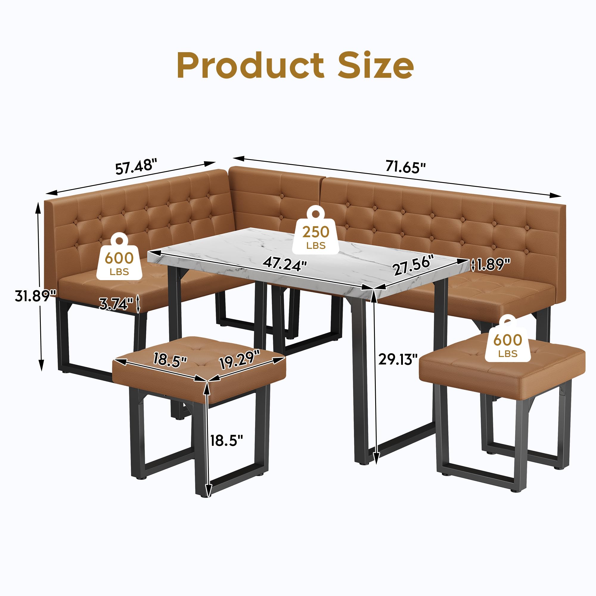 5-Piece Corner Bench Dining Table Set