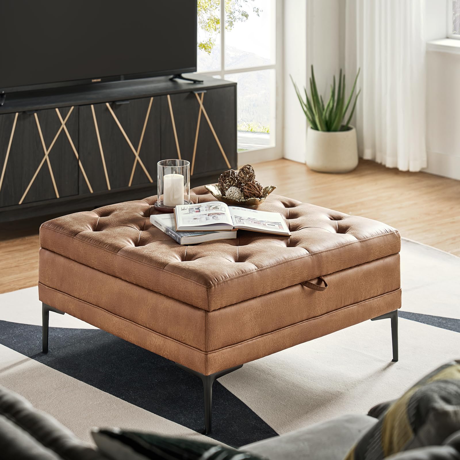 Square Storage Ottoman Coffee Table with Lift Top