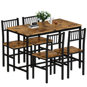 5-Piece Industrial Dining Table Set with 4 Chairs