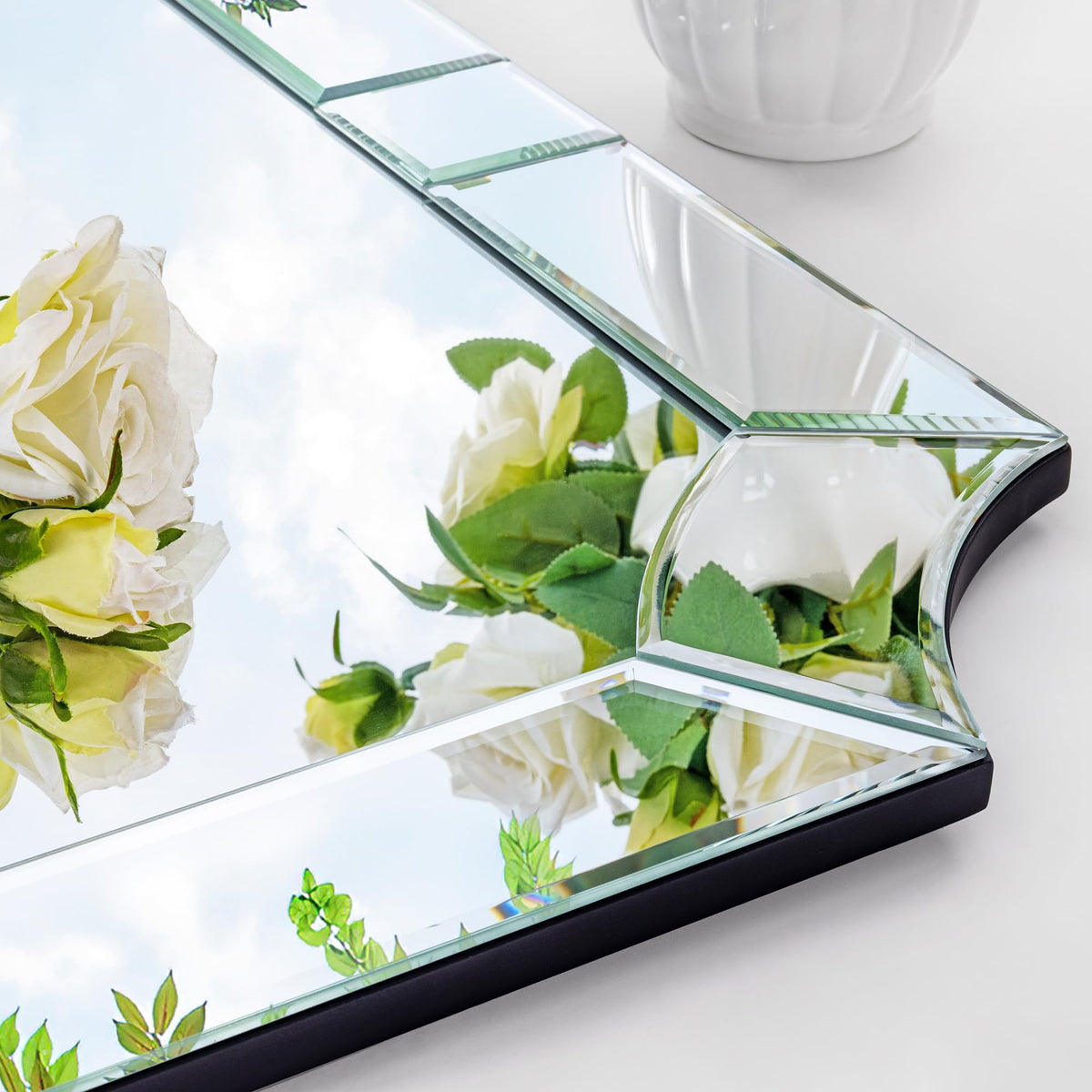 Chende 30"x59" Large Full Length Mirror with 4MM Thick Glass Pieces Frame for Dressing Room, Modern Unique Living Room Wall Mirror with Sturdy Wood Backboard, Horizontal/Vertical Hanging