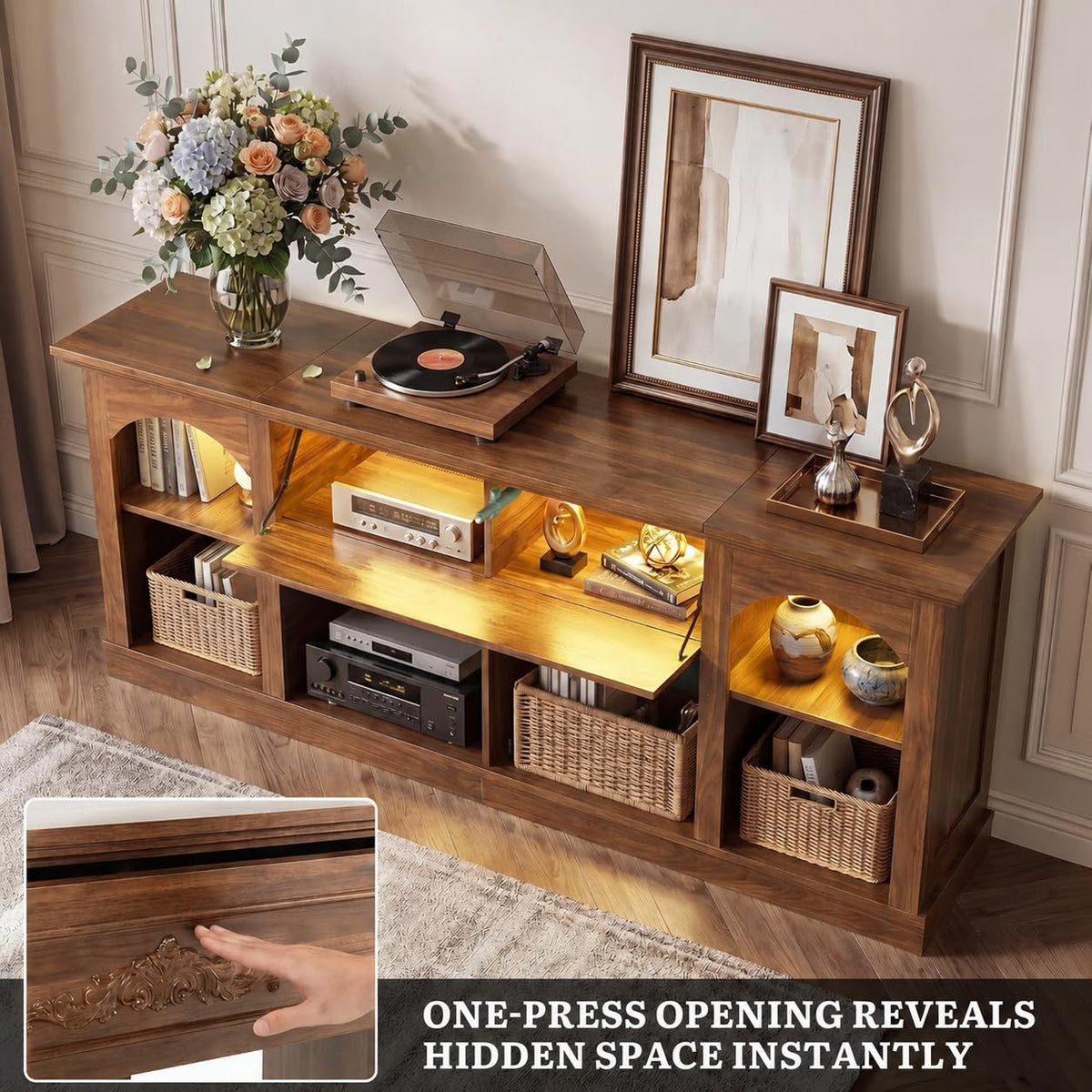 Walnut LED TV Stand
