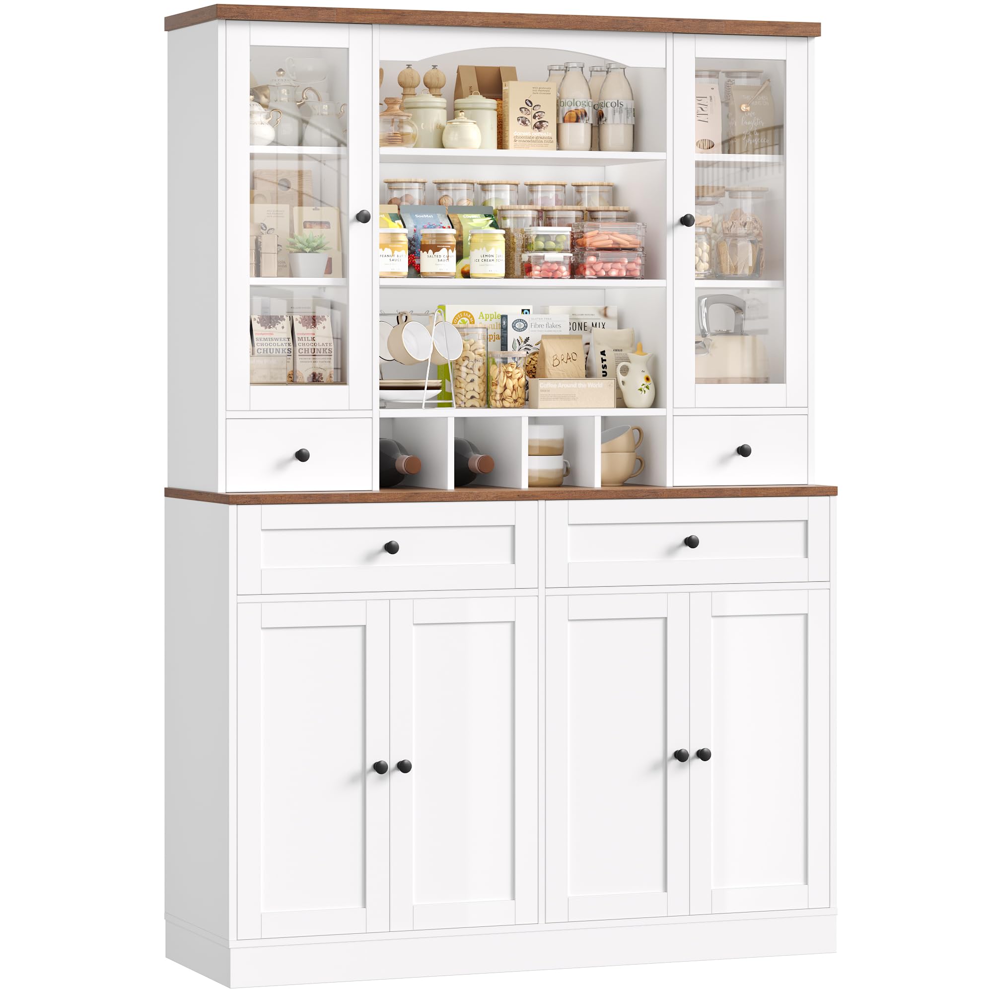 Tall Kitchen Pantry Cabinet with Wine Rack
