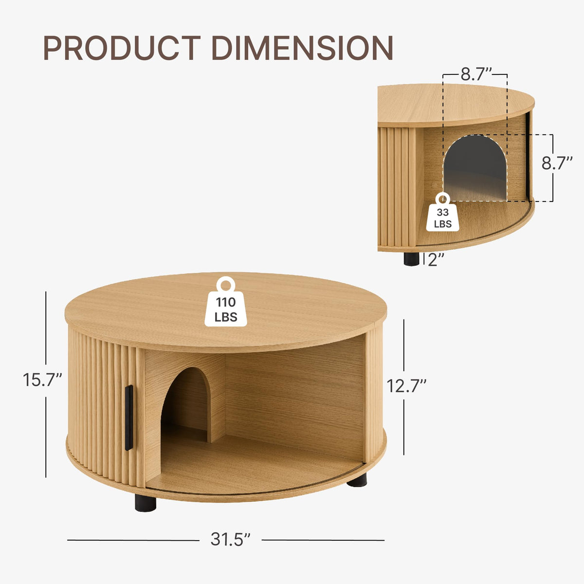 Round Fluted Storage Coffee Table