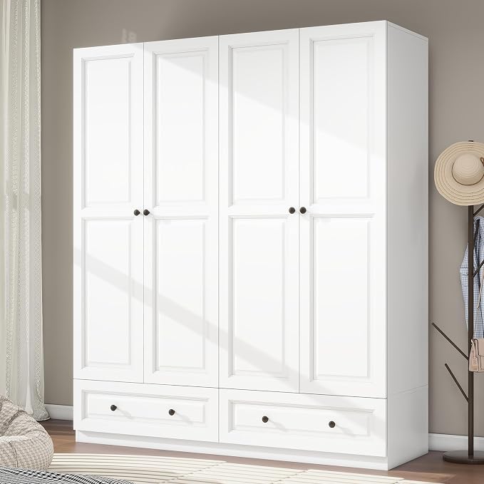 Black Wardrobe Armoire with 2 Drawers