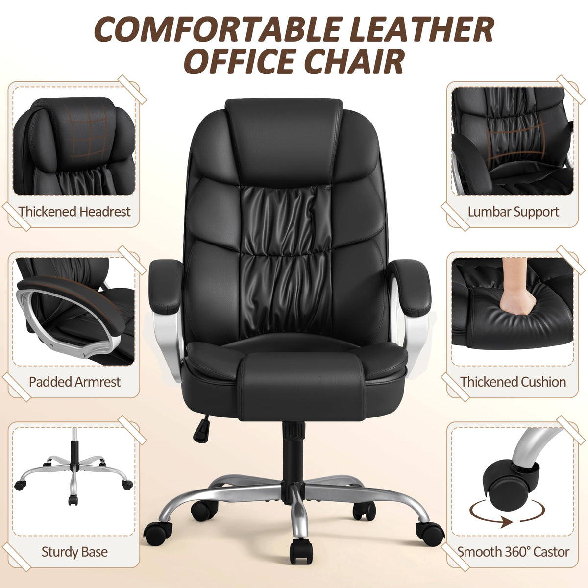 High-Back PU Leather Office Chair