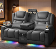 DG PEAFOWL Power Loveseat Recliner Sofa with Console, Wall Hugger Reclining Loveseat with Reading Light, Home Theater Seating with LED Lights, Zero Gravity Recliner Couch for RV Couch and Living Room