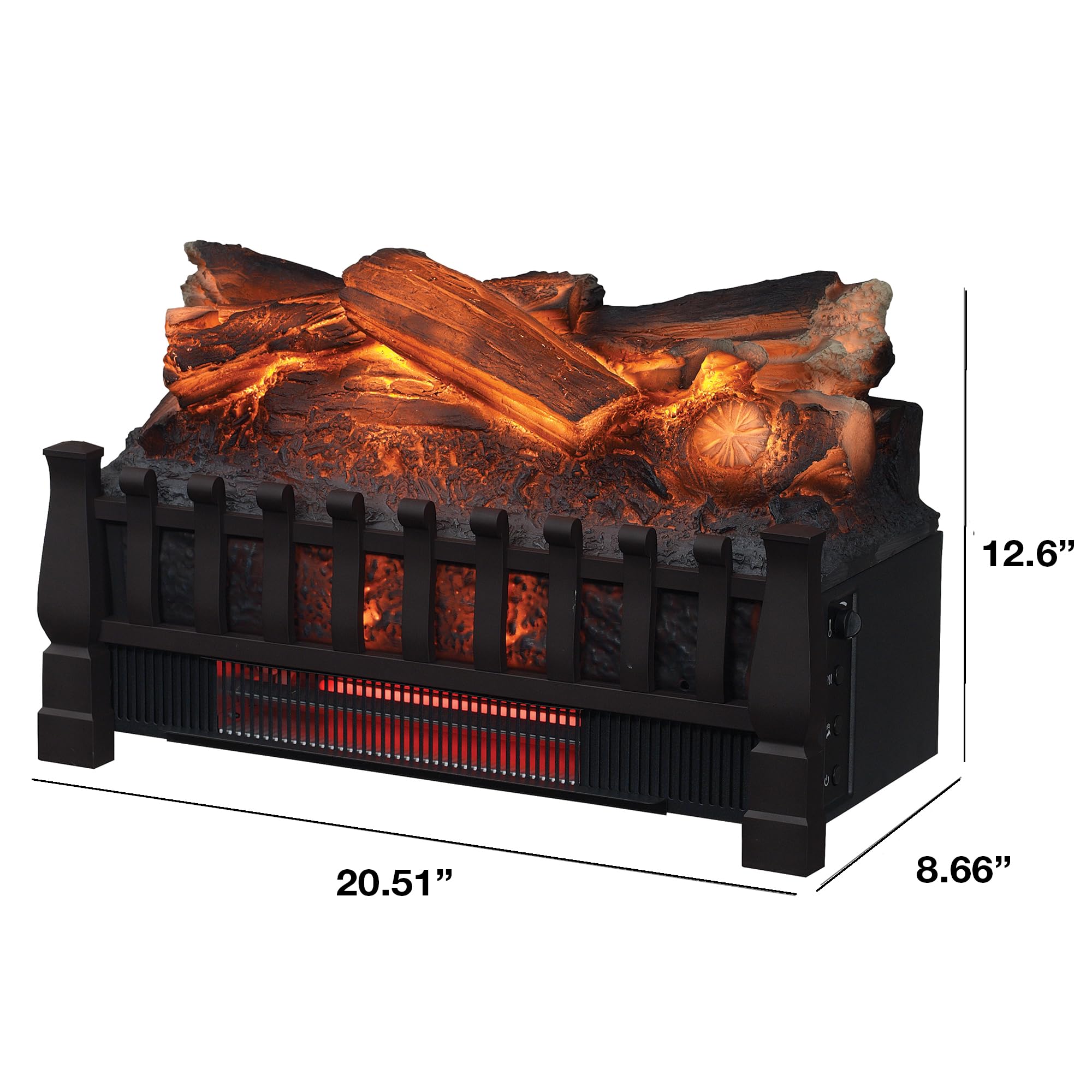 duraflame Electric Log Set 1,000 Sq Ft Heater, Faux Logs Insert with Infrared Flames for Existing Fireplaces, Remote Control Included