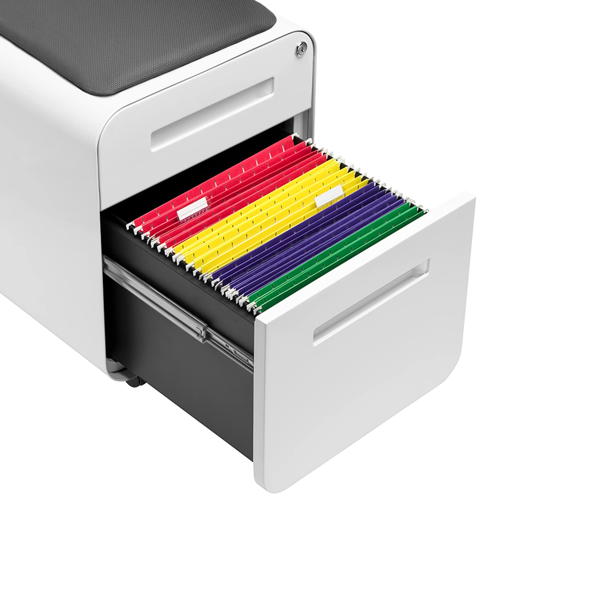 2-Drawer Seated Mobile File Cabinet with Cushion