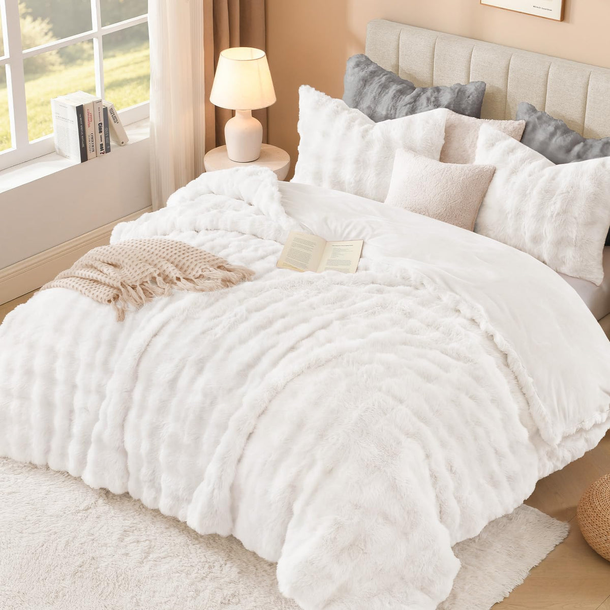 King Faux Fur Comforter Set