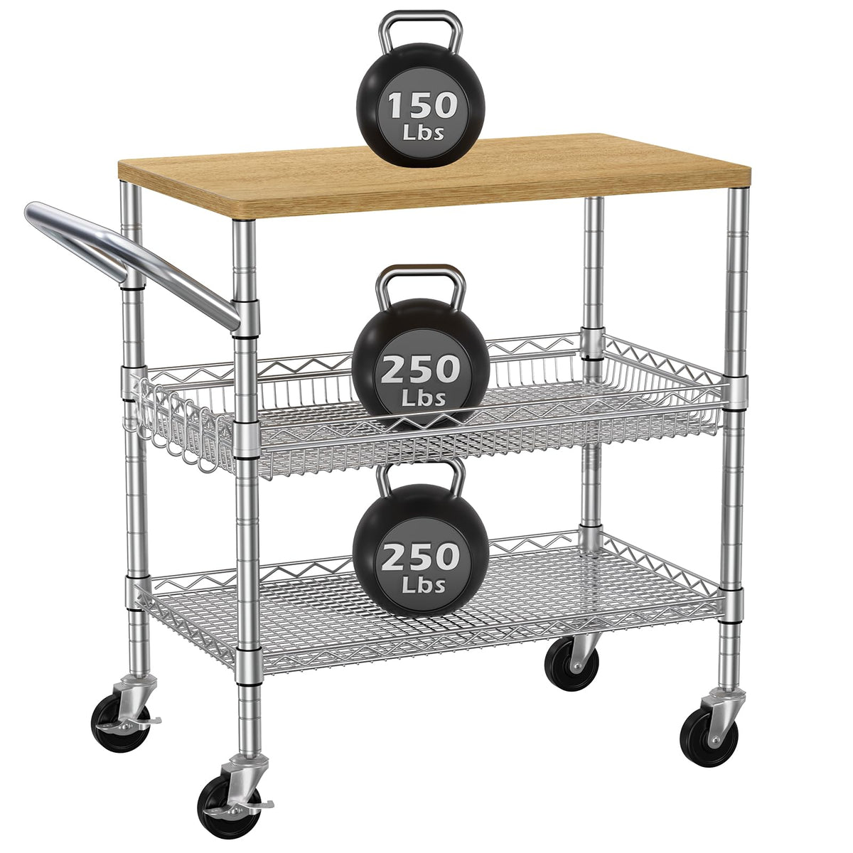 3-Tier Rolling Kitchen Cart