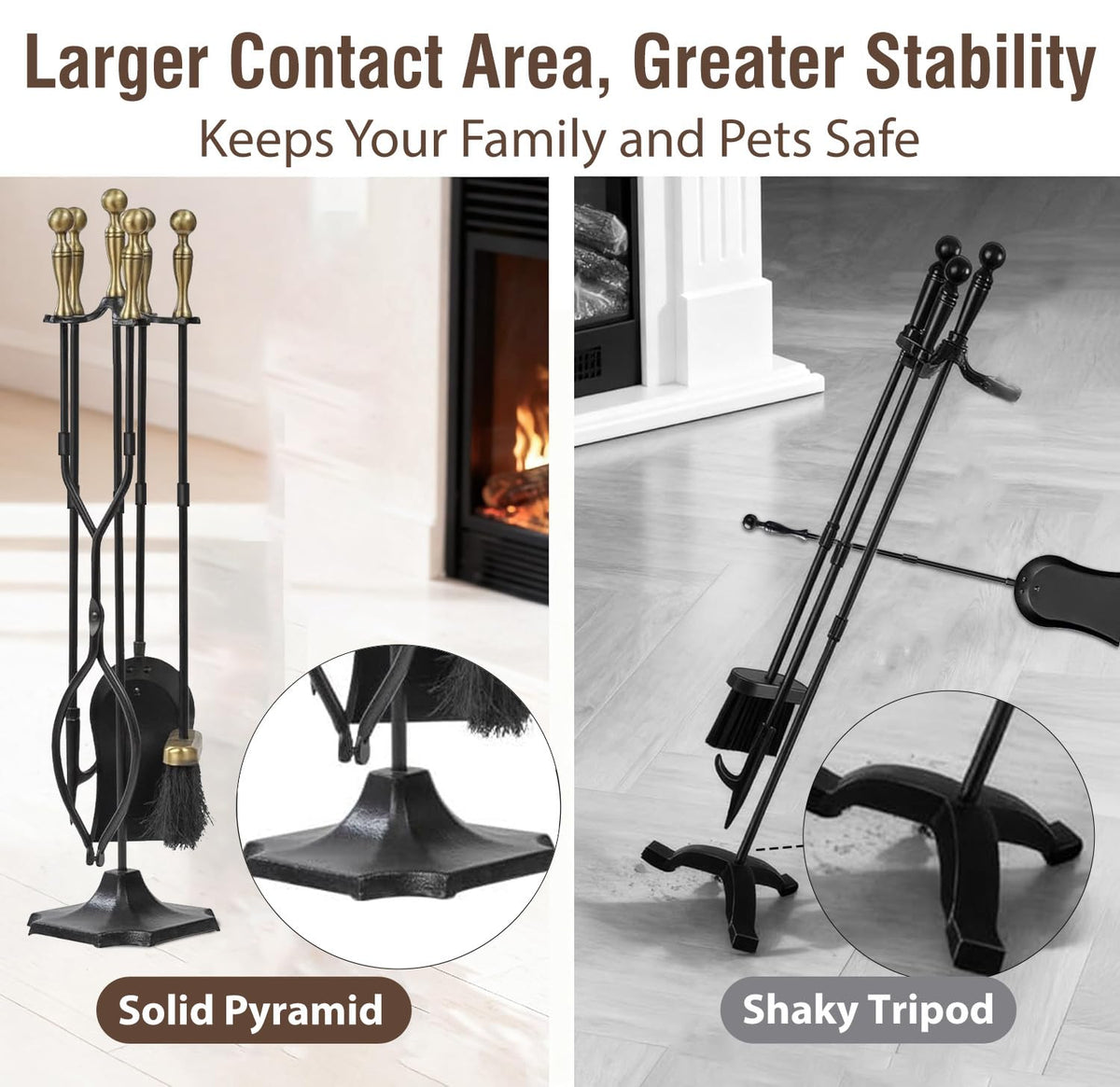 Brass Handle Fireplace Tool Set