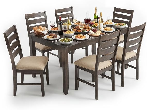 7-Piece Dining Table Set with 6 Upholstered Chairs