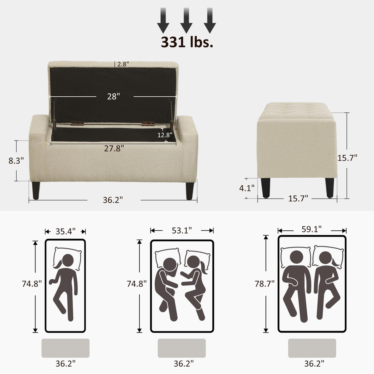 Linen Storage Ottoman Bench