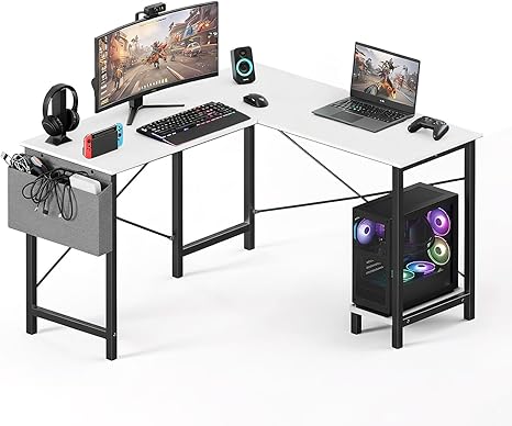L-Shaped Corner Desk with Storage, 50 Inch