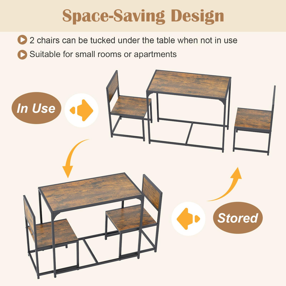 3-Piece Industrial Dining Set