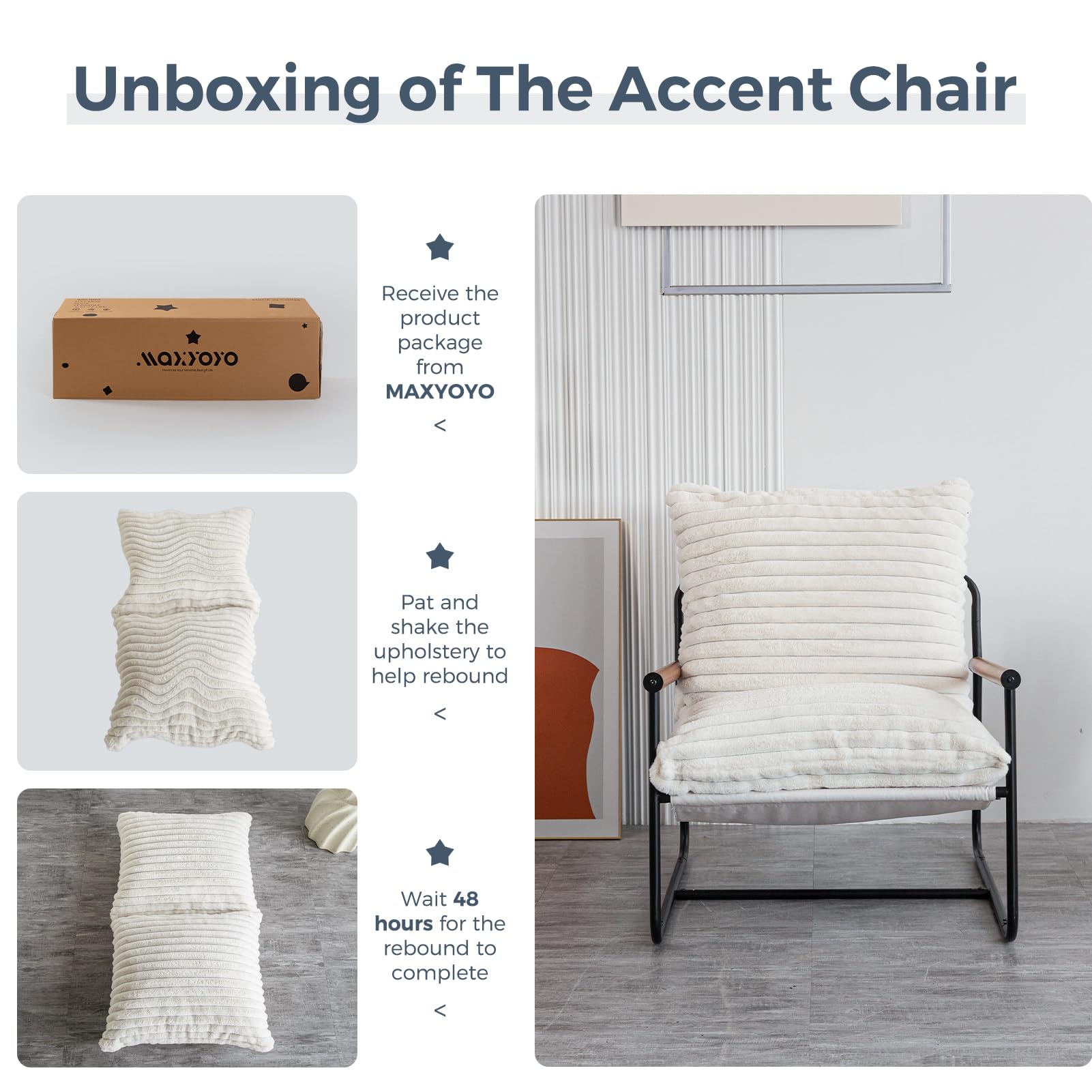 Sherpa Accent Chair with Beech Wood Arms & Metal Frame