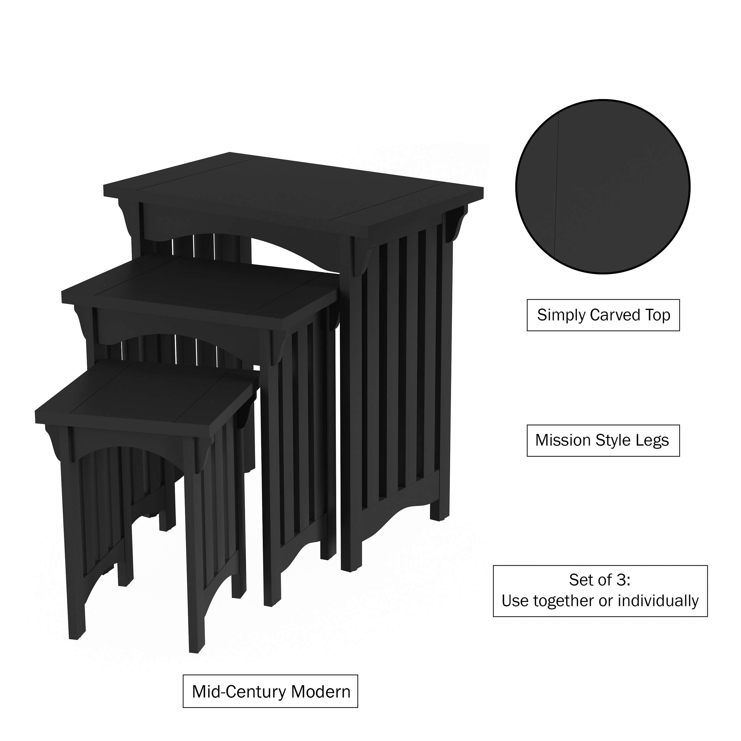 Nesting Side Tables Set of 3 – Mid-Century Modern MDF Wood