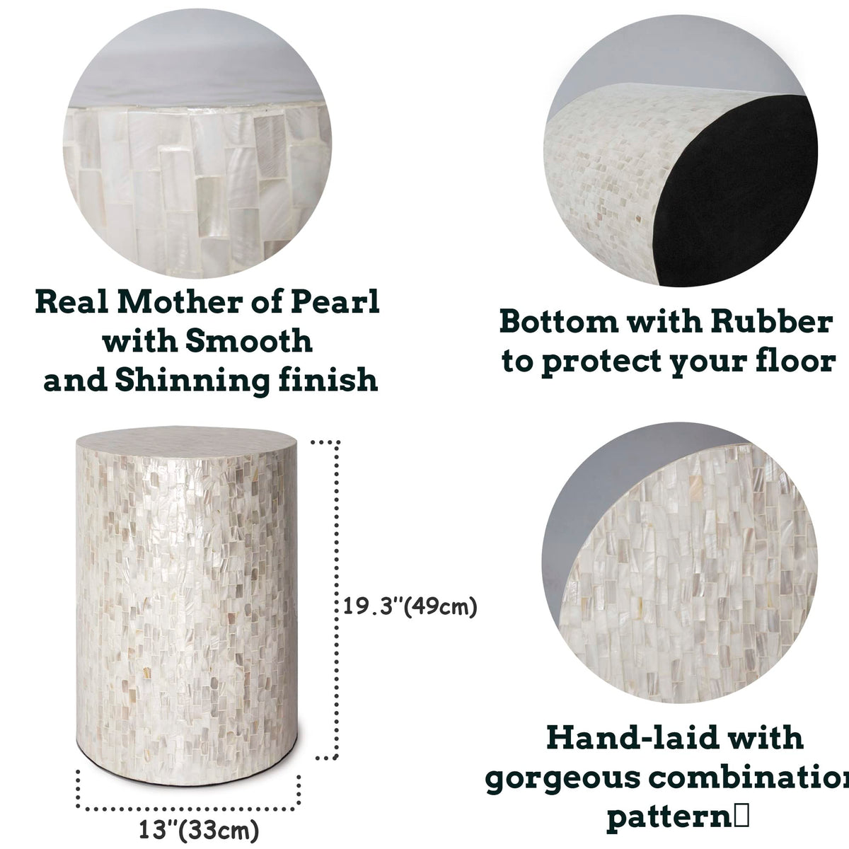 Mother of Pearl Drum Side Table