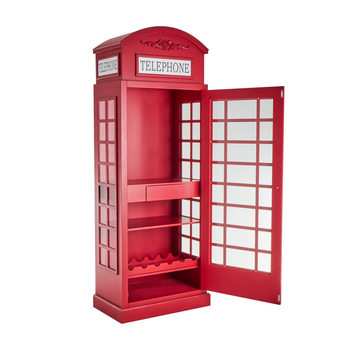 Red Telephone Booth Wine Rack