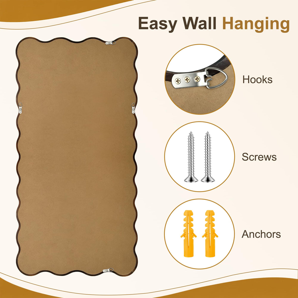 Wavy Solid Wood Full-Length Mirror