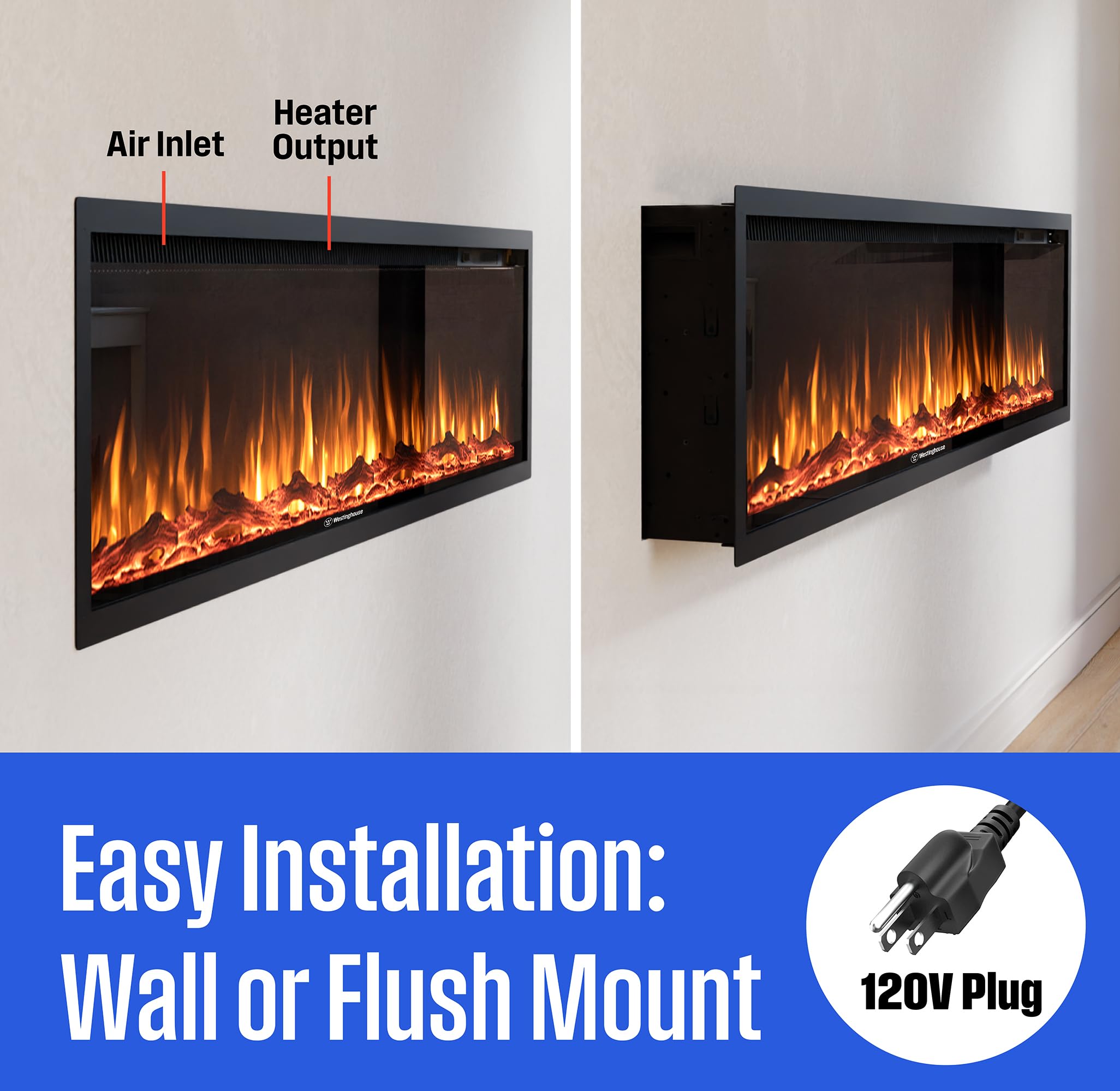 Electric Fireplace Heater with Color Changing Flames