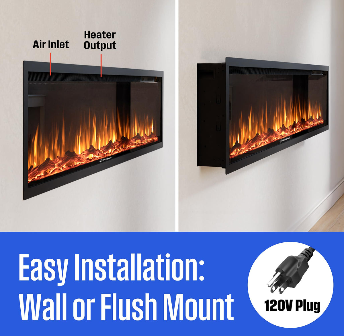 60-Inch Smart Electric Fireplace