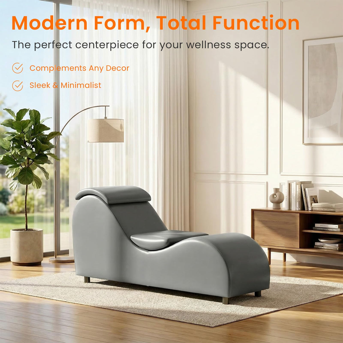 ijuicy Faux Leather Chaise Lounge, Reading Chair for Office, Living Room