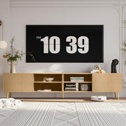 86" Modern TV Stand with Fluted Doors & Adjustable Shelves