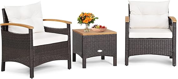 3-Piece Patio Rattan Conversation Set