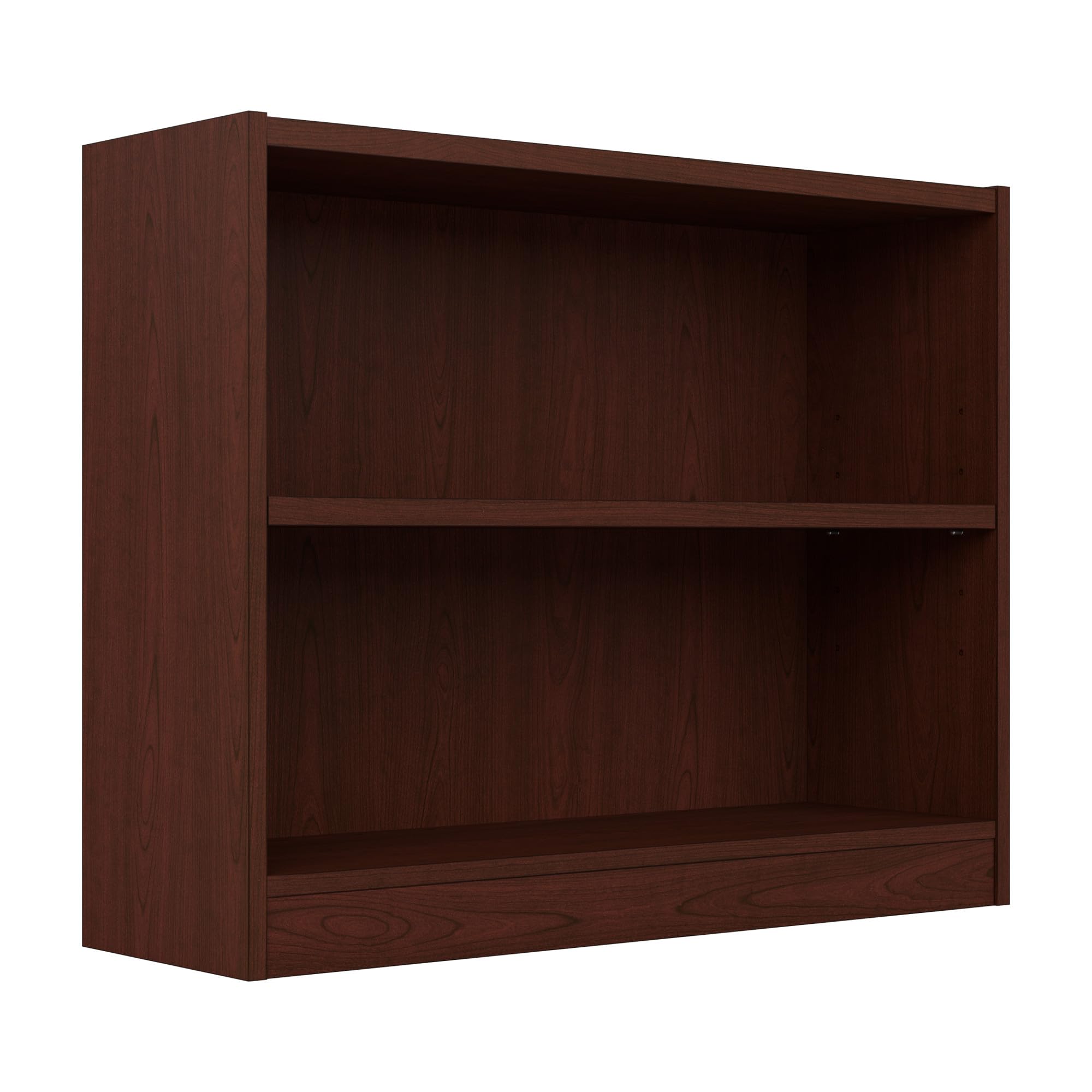 Bush Home Small 2 Shelf Bookcase, 2 Tier Bookshelf Storage Cabinet with Adjustable Shelf for Living Room, Bedroom or Home Office, Universal Collection, Vogue Cherry