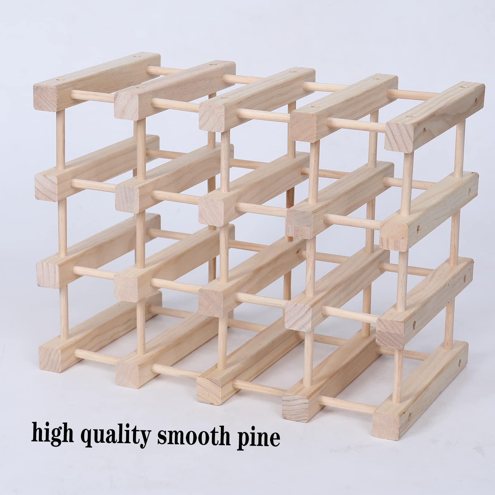 FDHUIJIA Wine Rack Small countertop Cabinet Stackable Storage Wooden freestanding Floor Wine Holder (20 Bottles)