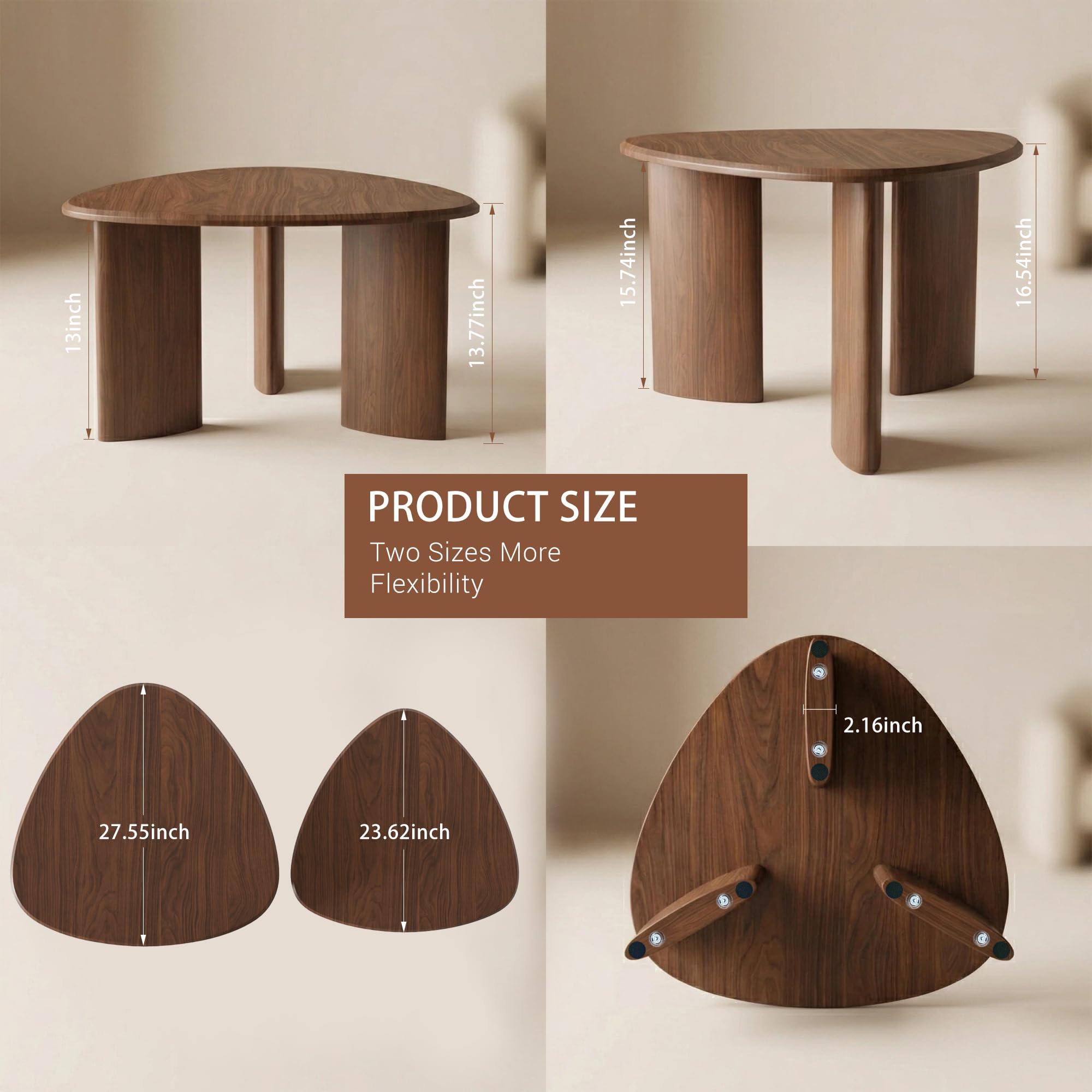 Triangular Nesting Coffee Table Set of 2