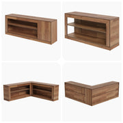 L-Shaped Corner Shoe Bench with Open Storage Shelves