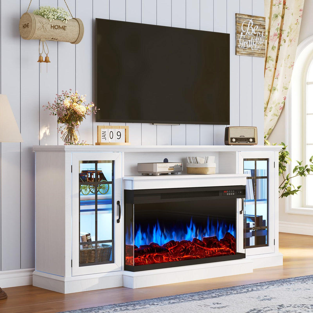 White Fireplace TV Stand