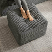 Corduroy Pouf Ottoman with Dual-Layer Support