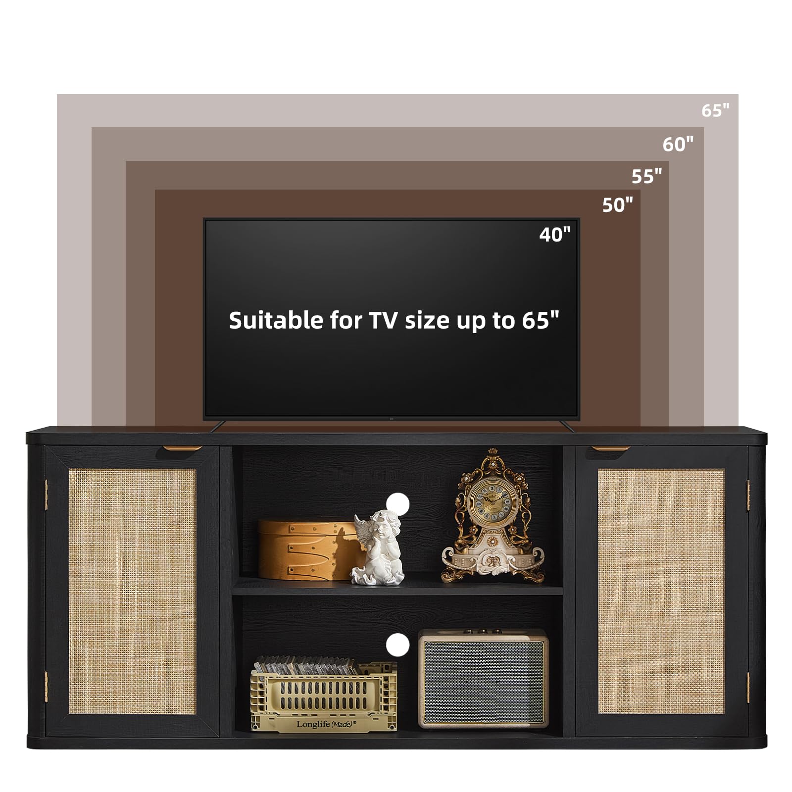 Rattan TV Stand with Storage