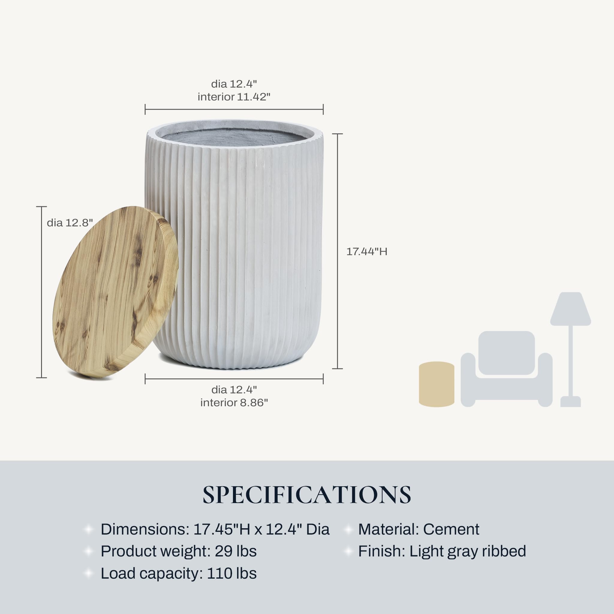 Round Outdoor Side Table with Storage