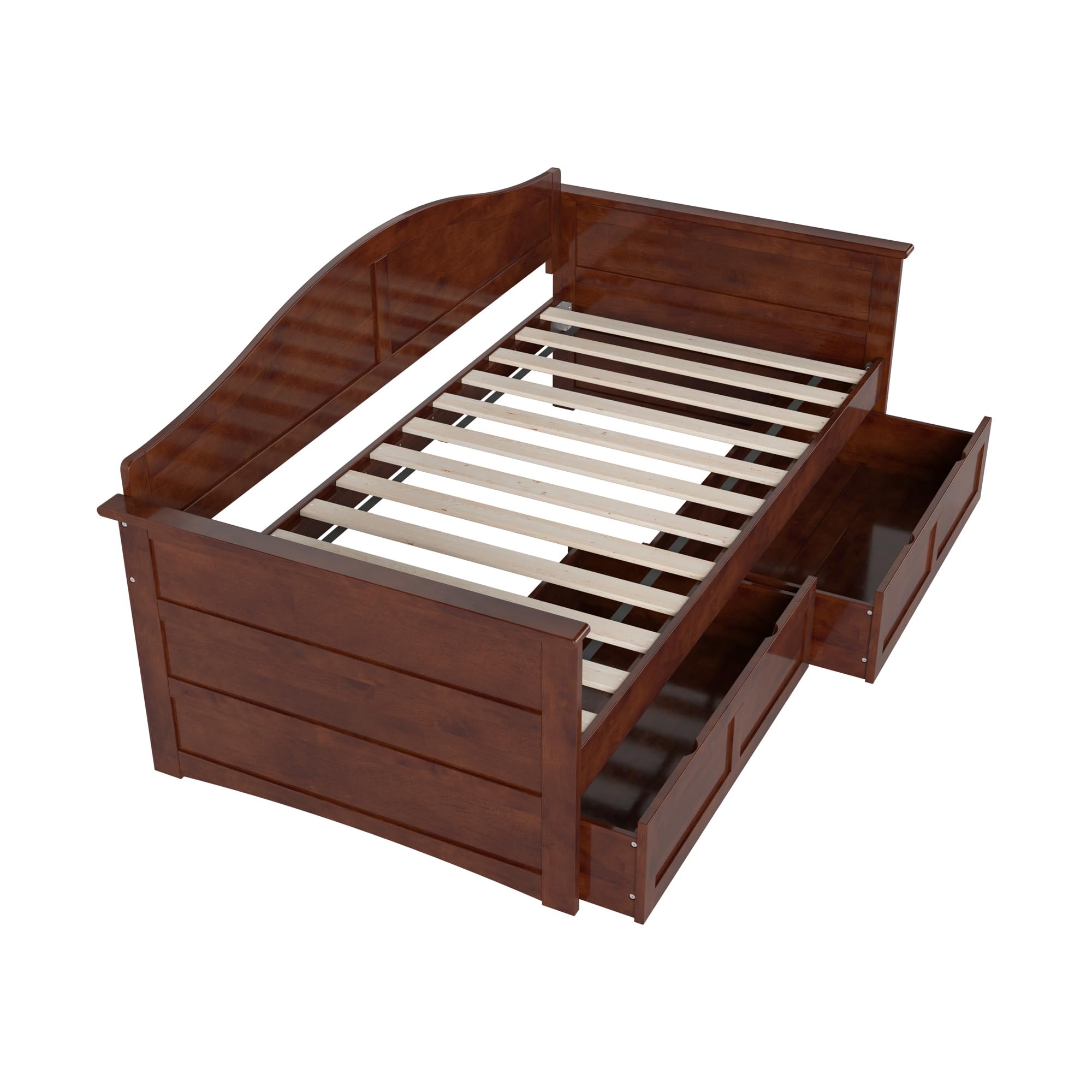 AFI, Acadia Twin Size Wood Daybed Frame with 2 Storage Drawers, Walnut (Brown)