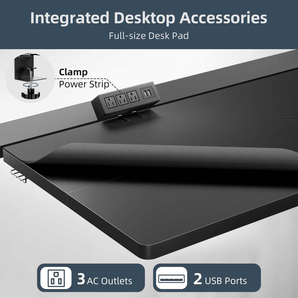 DeskShow 60 x 30 Inch Electric Standing Desk with Flip-Top Cable Management