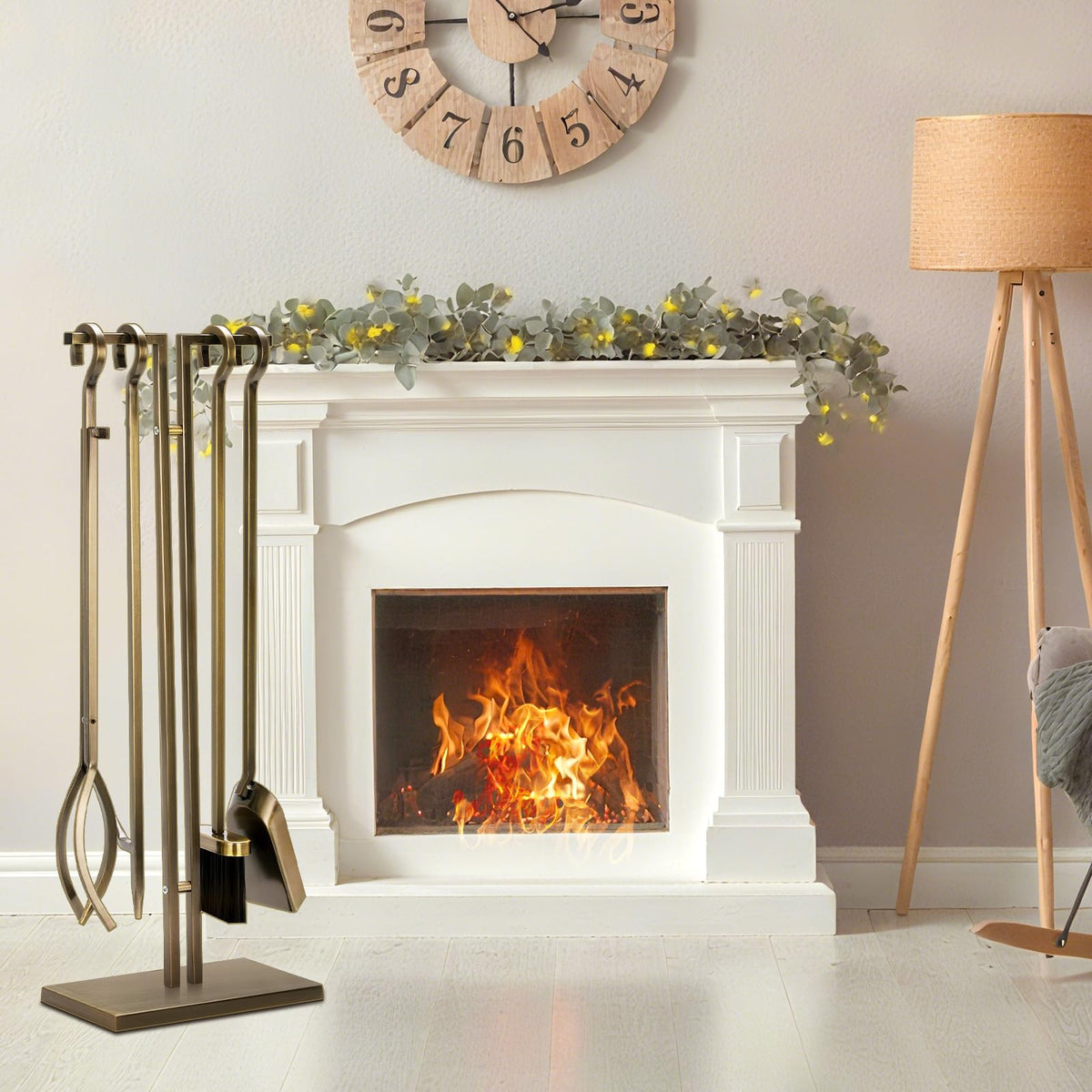 Antique Bronze Fireplace Tool Set
