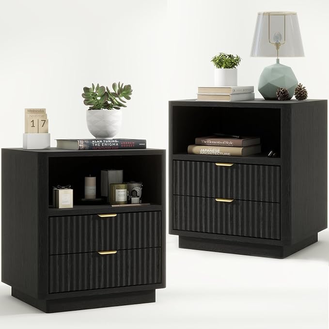 Fluted Nightstand Set of 2