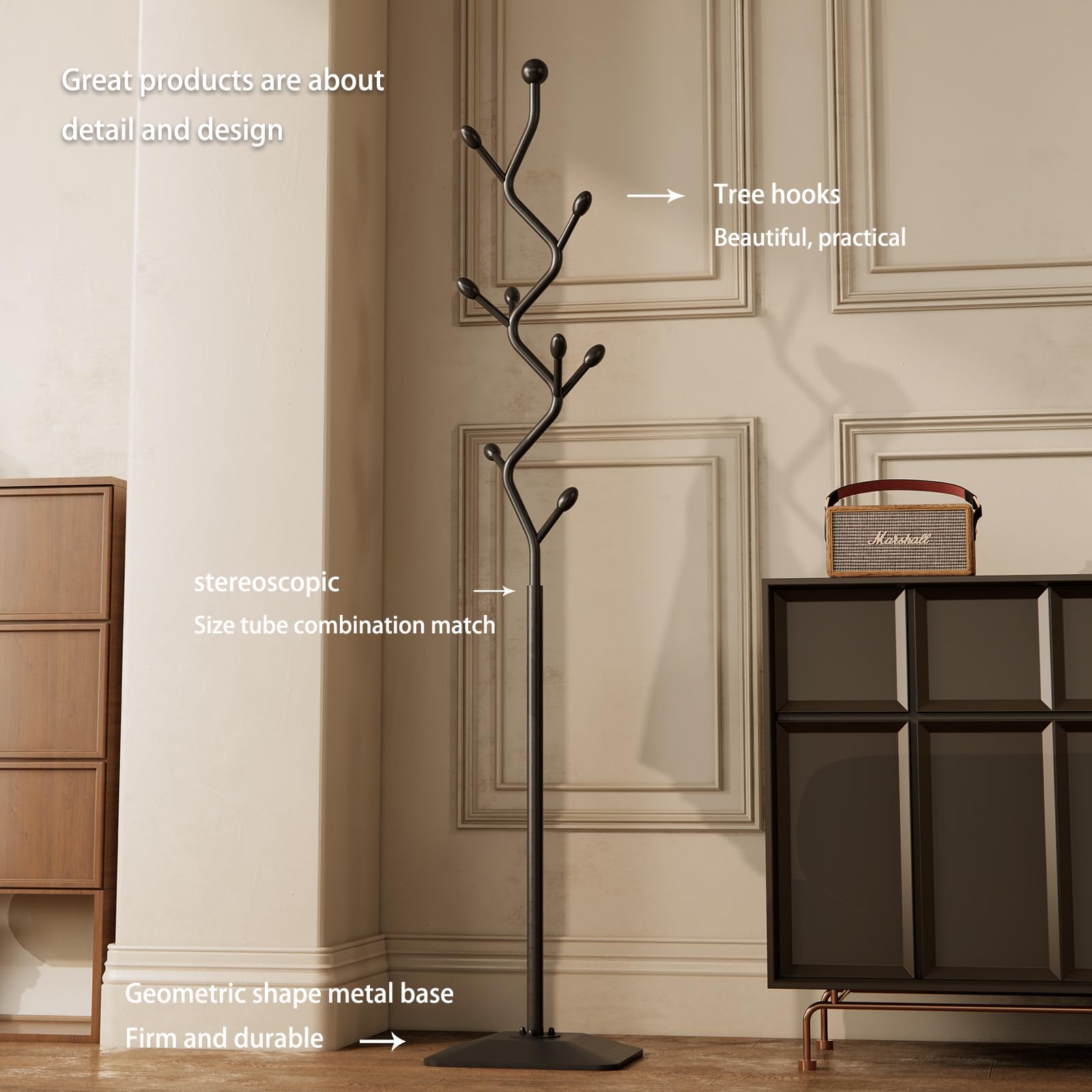 Tree-Shaped Coat Rack Stand with 8 Hooks