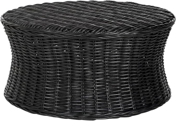 Mango Wood Rattan Ottoman