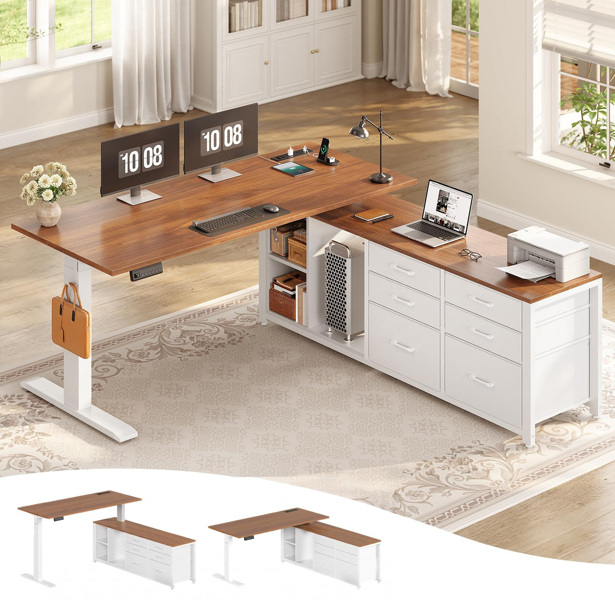 L-Shaped Electric Standing Desk