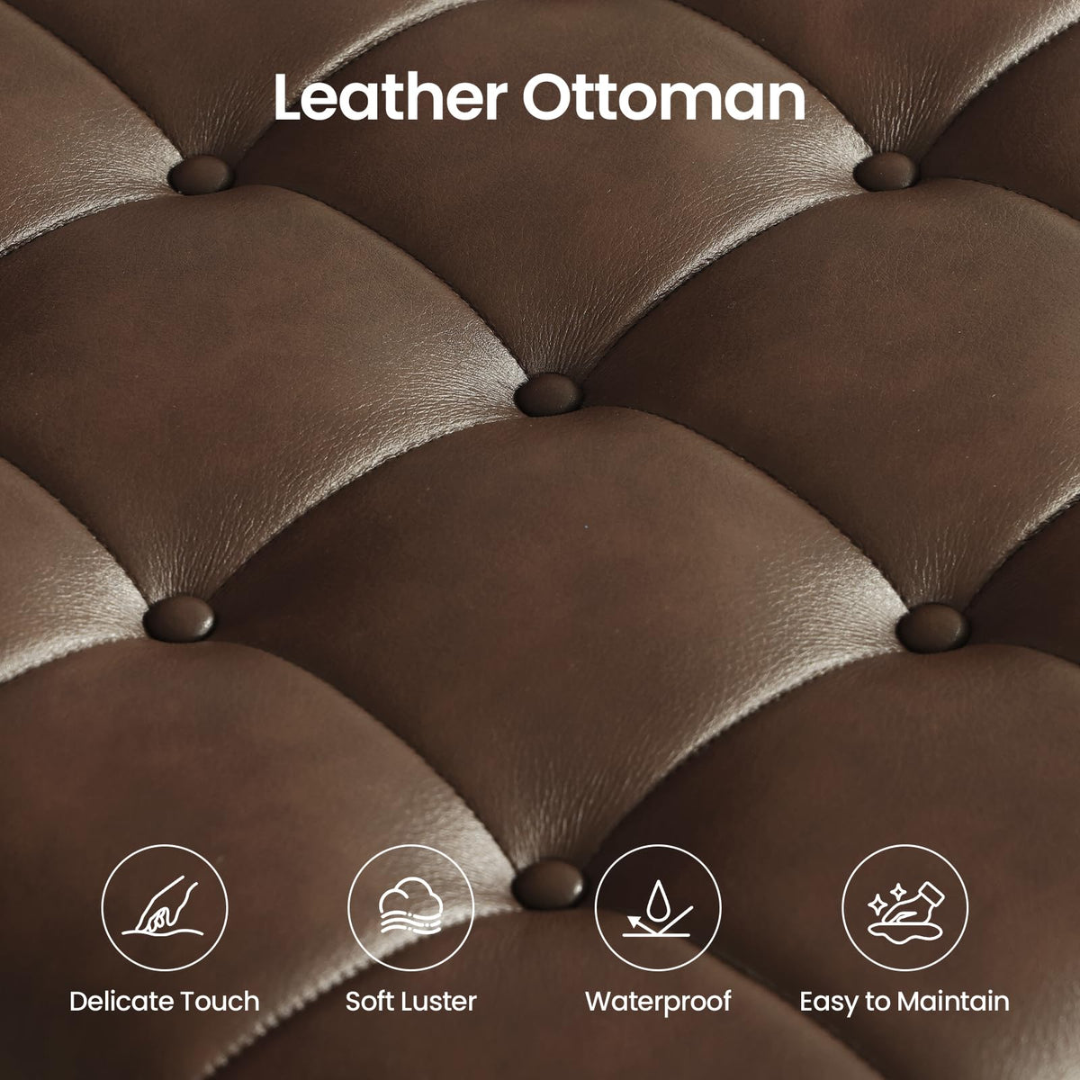 Faux Leather Rolling Storage Ottoman